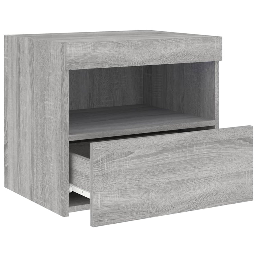 Nachtkastje Met Led-Verlichting 50X40X45 Cm Eiken 1 Grijs sonoma