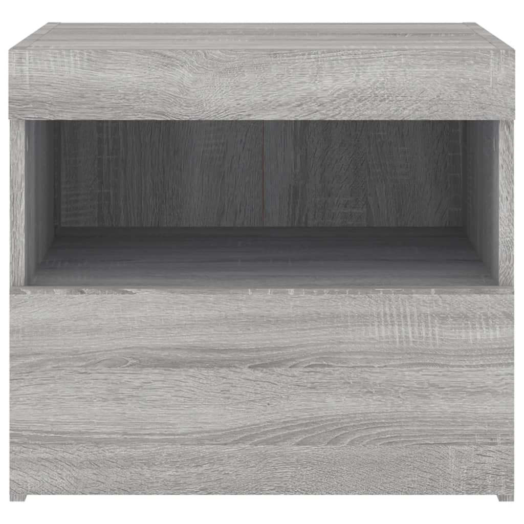 Nachtkastje Met Led-Verlichting 50X40X45 Cm Eiken 1 Grijs sonoma