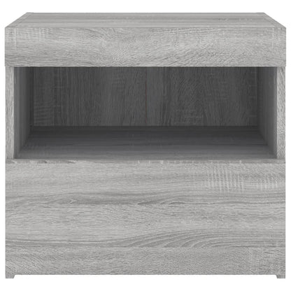 Nachtkastje Met Led-Verlichting 50X40X45 Cm Eiken 1 Grijs sonoma