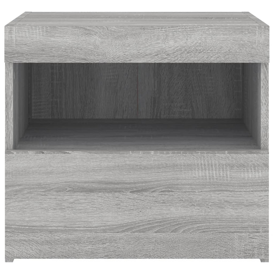 Nachtkastje Met Led-Verlichting 50X40X45 Cm Eiken 1 Grijs sonoma