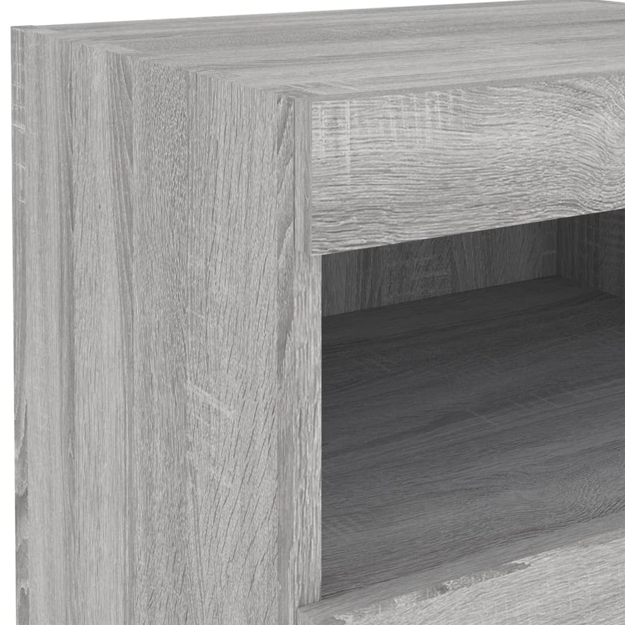 Nachtkastje Met Led-Verlichting 50X40X45 Cm Eiken 1 Grijs sonoma