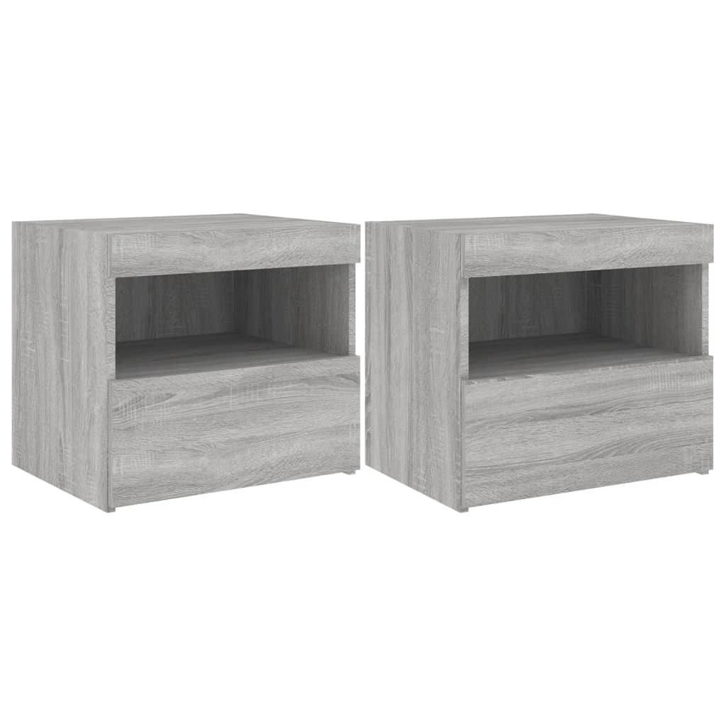 Nachtkastjes Met Led-Verlichting 50X40X45 Cm 2 Grijs sonoma