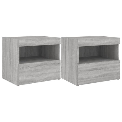 Nachtkastjes Met Led-Verlichting 50X40X45 Cm 2 Grijs sonoma