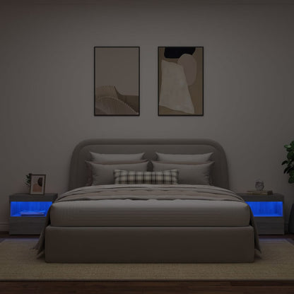 Nachtkastjes Met Led-Verlichting 50X40X45 Cm 2 Grijs sonoma