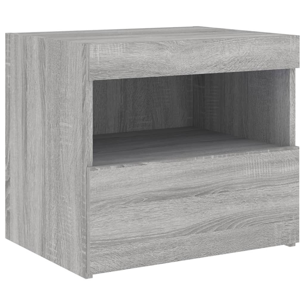 Nachtkastjes Met Led-Verlichting 50X40X45 Cm 2 Grijs sonoma
