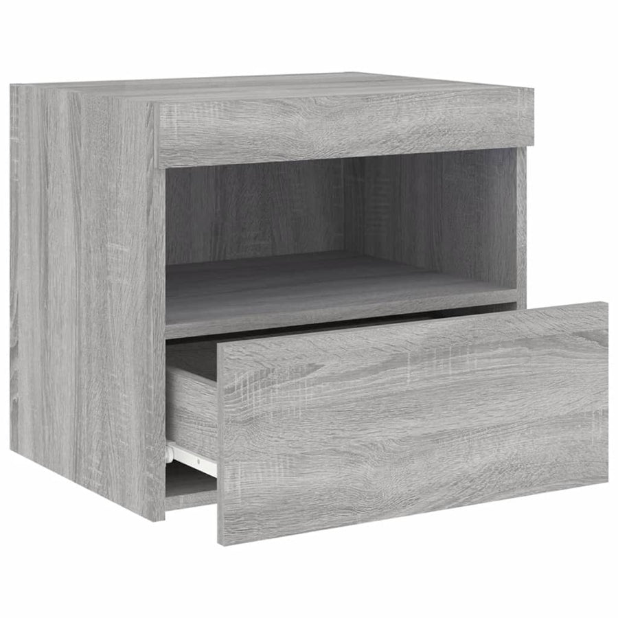 Nachtkastjes Met Led-Verlichting 50X40X45 Cm 2 Grijs sonoma