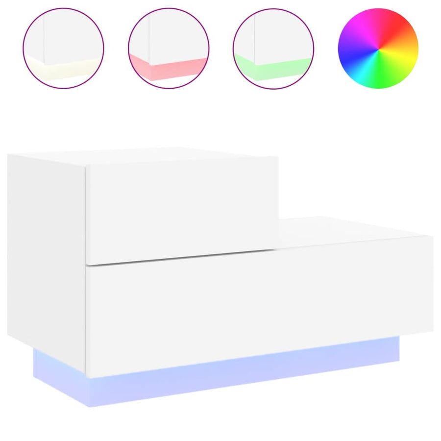 Nachtkastje Met Led-Verlichting 70X36X40,5 Cm Wit