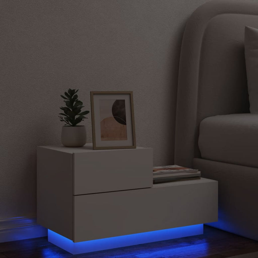Nachtkastje Met Led-Verlichting 70X36X40,5 Cm Wit