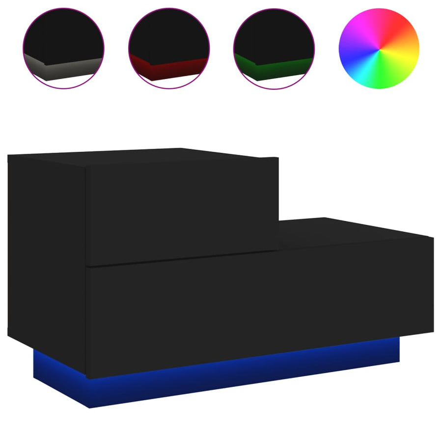 Nachtkastje Met Led-Verlichting 70X36X40,5 Cm Zwart