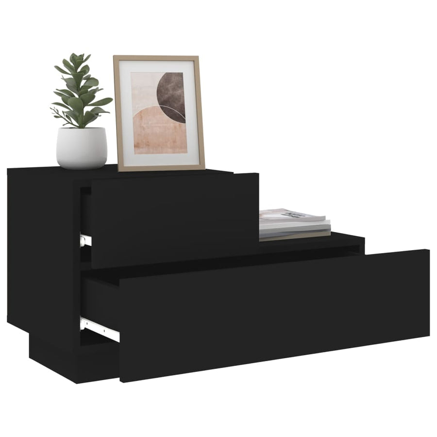 Nachtkastje Met Led-Verlichting 70X36X40,5 Cm Zwart