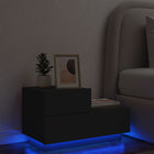 Nightstand with LED lighting 70x36x40.5 cm black