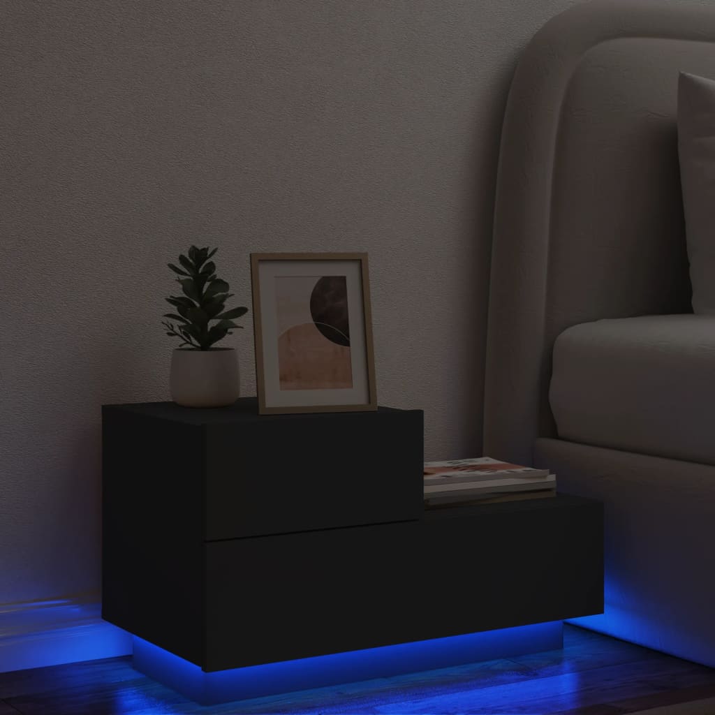 Nachtkastje Met Led-Verlichting 70X36X40,5 Cm Zwart