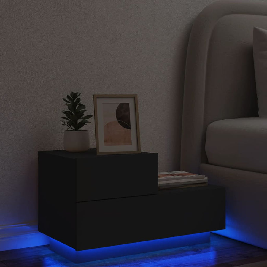 Nachtkastje Met Led-Verlichting 70X36X40,5 Cm Zwart