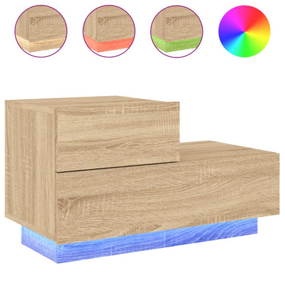 Nachtkastje Met Led-Verlichting 70X36X40,5 Cm Kleur Sonoma eiken