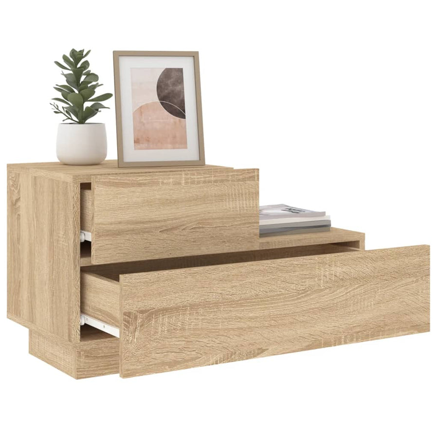 Nachtkastje Met Led-Verlichting 70X36X40,5 Cm Kleur Sonoma eiken
