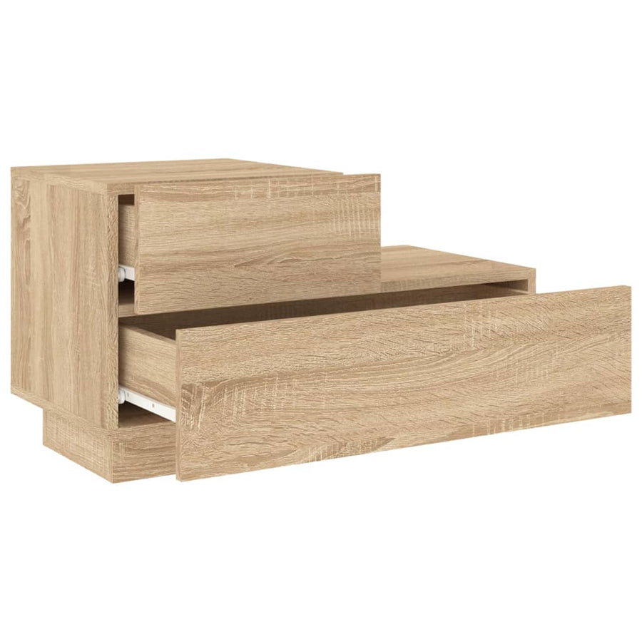Nachtkastje Met Led-Verlichting 70X36X40,5 Cm Kleur Sonoma eiken