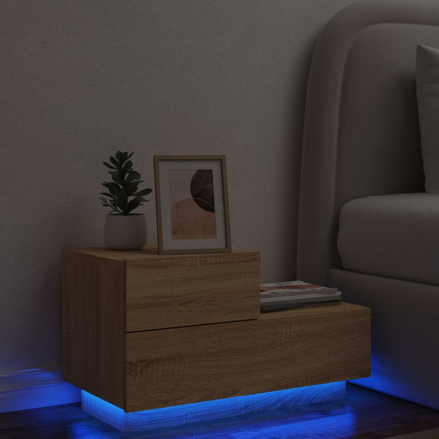 Nachtkastje Met Led-Verlichting 70X36X40,5 Cm Kleur Sonoma eiken