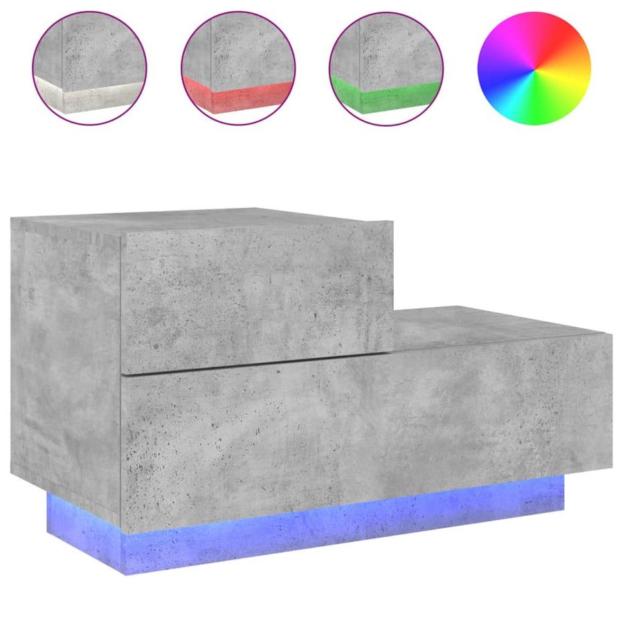 Nachtkastje Met Led-Verlichting 70X36X40,5 Cm Betongrijs