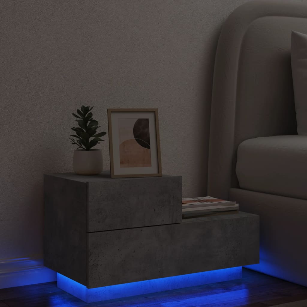 Nachtkastje Met Led-Verlichting 70X36X40,5 Cm Betongrijs
