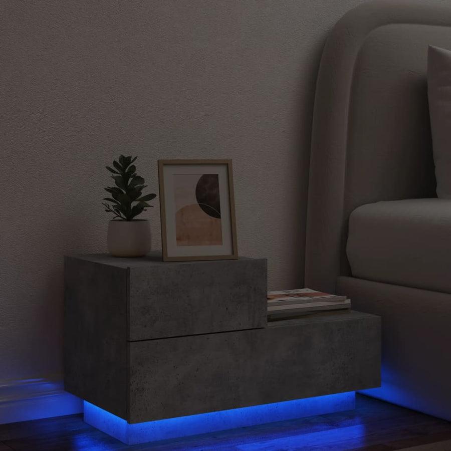 Nachtkastje Met Led-Verlichting 70X36X40,5 Cm Betongrijs