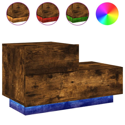 Nachtkastje Met Led-Verlichting 70X36X40,5 Cm Gerookt eiken