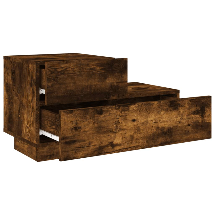 Nachtkastje Met Led-Verlichting 70X36X40,5 Cm Gerookt eiken