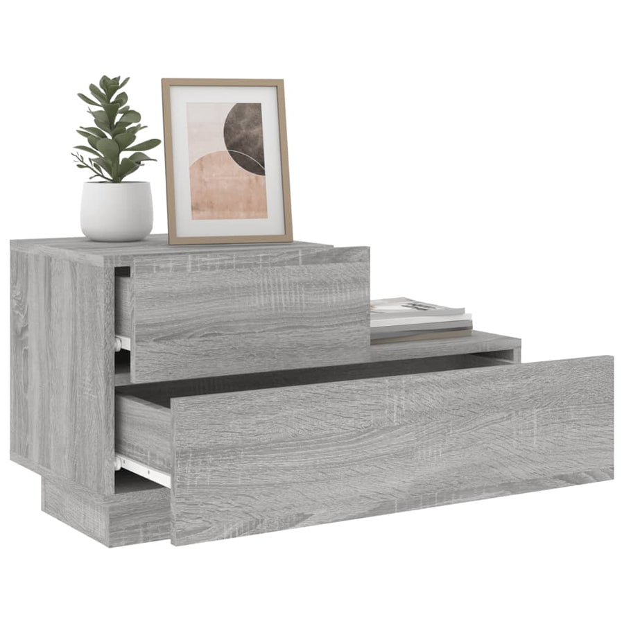 Nachtkastje Met Led-Verlichting 70X36X40,5 Cm Grijs sonoma