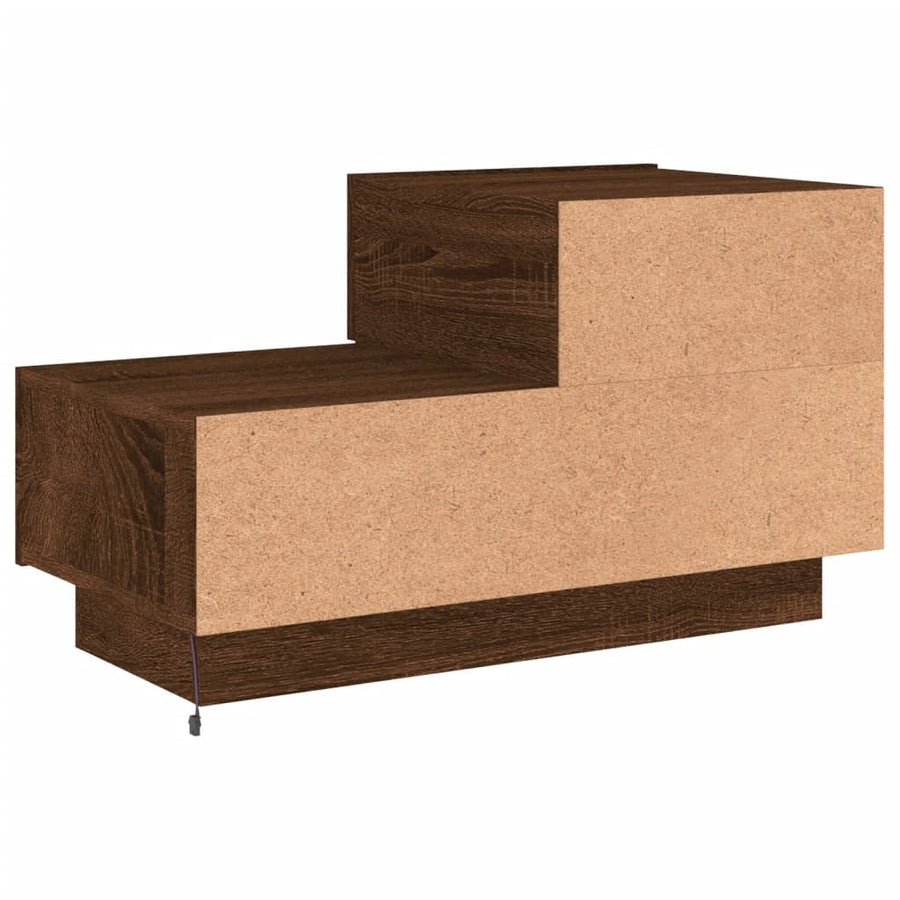Nachtkastje Met Led-Verlichting 70X36X40,5 Cm Bruineikenkleurig bruin eikenkleur