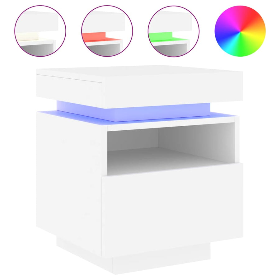 Nachtkastje Met Led-Verlichting 40X39X48,5 Cm 1 Wit