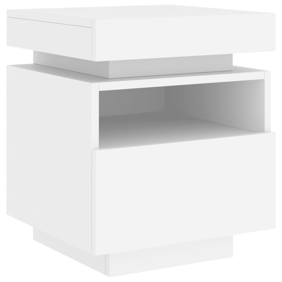 Nachtkastje Met Led-Verlichting 40X39X48,5 Cm 1 Wit
