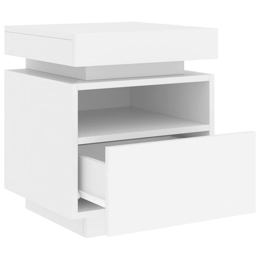 Nachtkastje Met Led-Verlichting 40X39X48,5 Cm 1 Wit