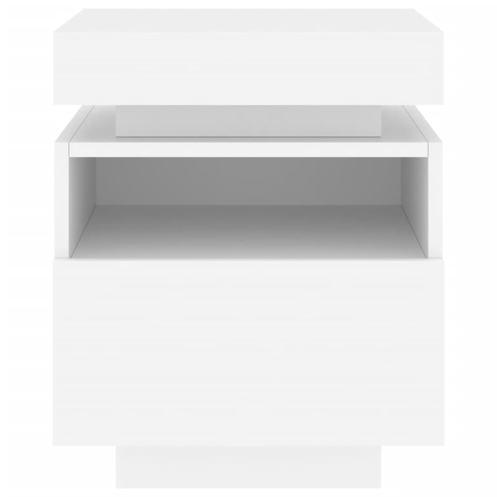 Nachtkastje Met Led-Verlichting 40X39X48,5 Cm 1 Wit