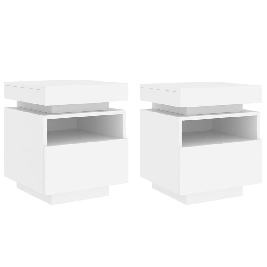 Nachtkastjes Met Led-Verlichting 40X39X48,5 Cm 2 Wit