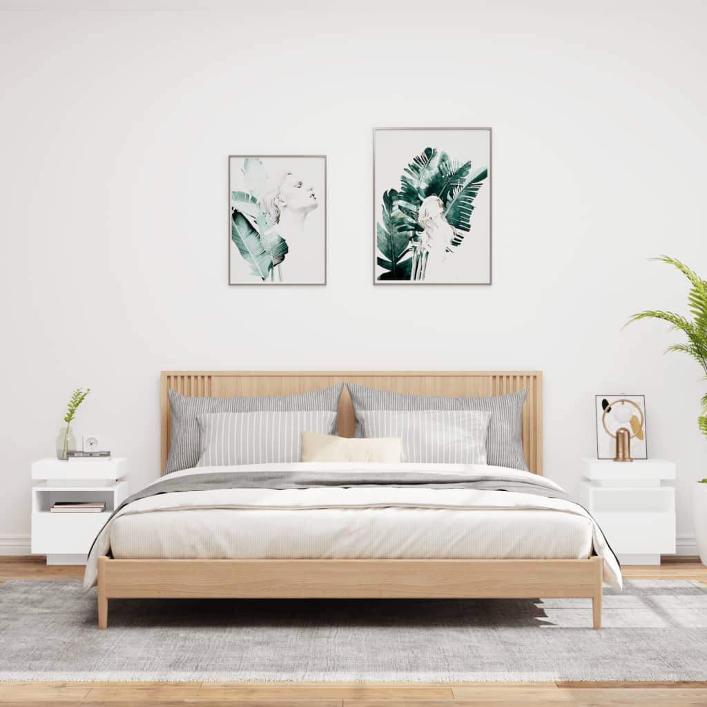 Nachtkastjes Met Led-Verlichting 40X39X48,5 Cm 2 Wit