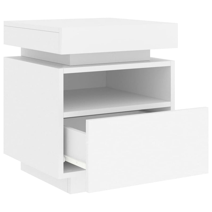 Nachtkastjes Met Led-Verlichting 40X39X48,5 Cm 2 Wit