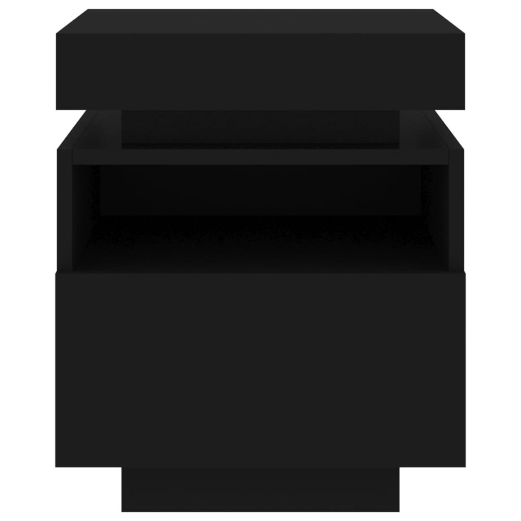 Nachtkastje Met Led-Verlichting 40X39X48,5 Cm 1 Zwart