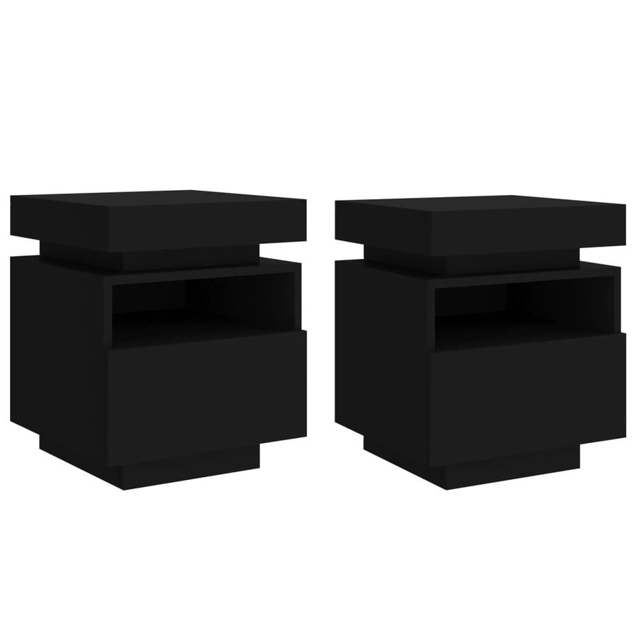 Nachtkastjes Met Led-Verlichting 40X39X48,5 Cm 2 Zwart