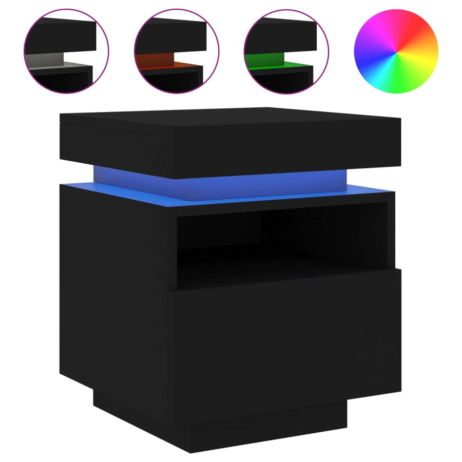 Nachtkastjes Met Led-Verlichting 40X39X48,5 Cm 2 Zwart