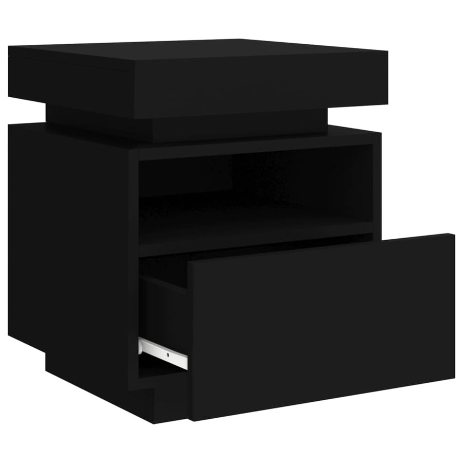 Nachtkastjes Met Led-Verlichting 40X39X48,5 Cm 2 Zwart