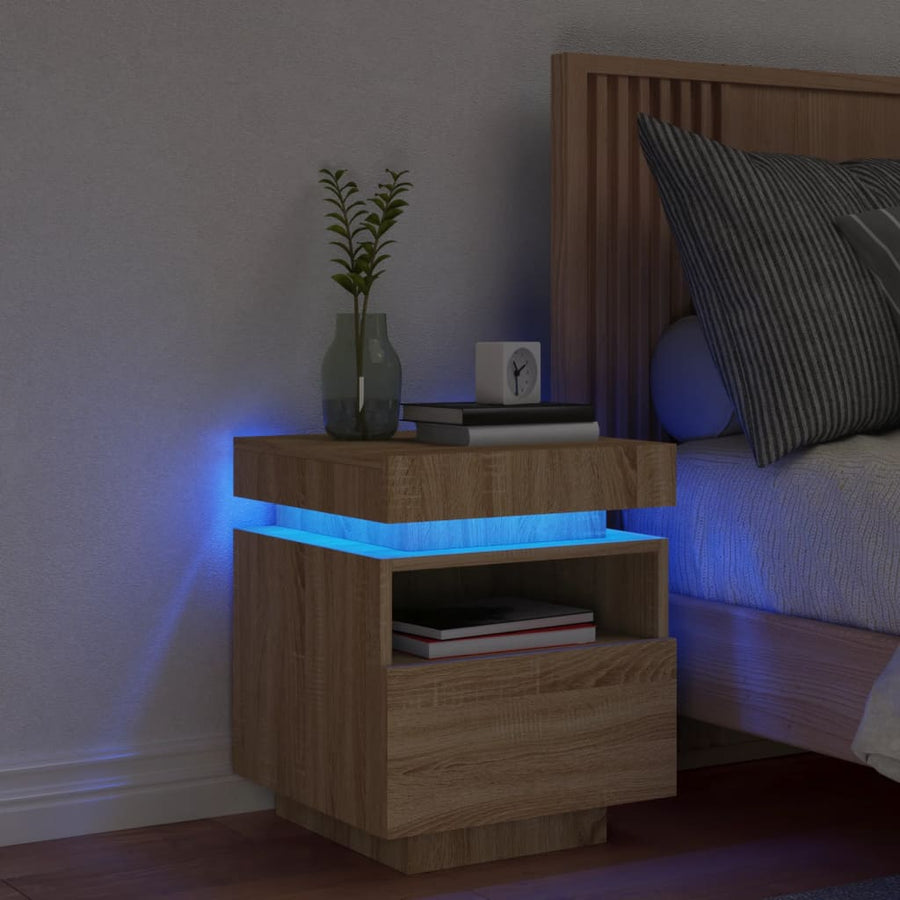 Nachtkastje Met Led-Verlichting 40X39X48,5 Cm Kleur 1 Sonoma eiken