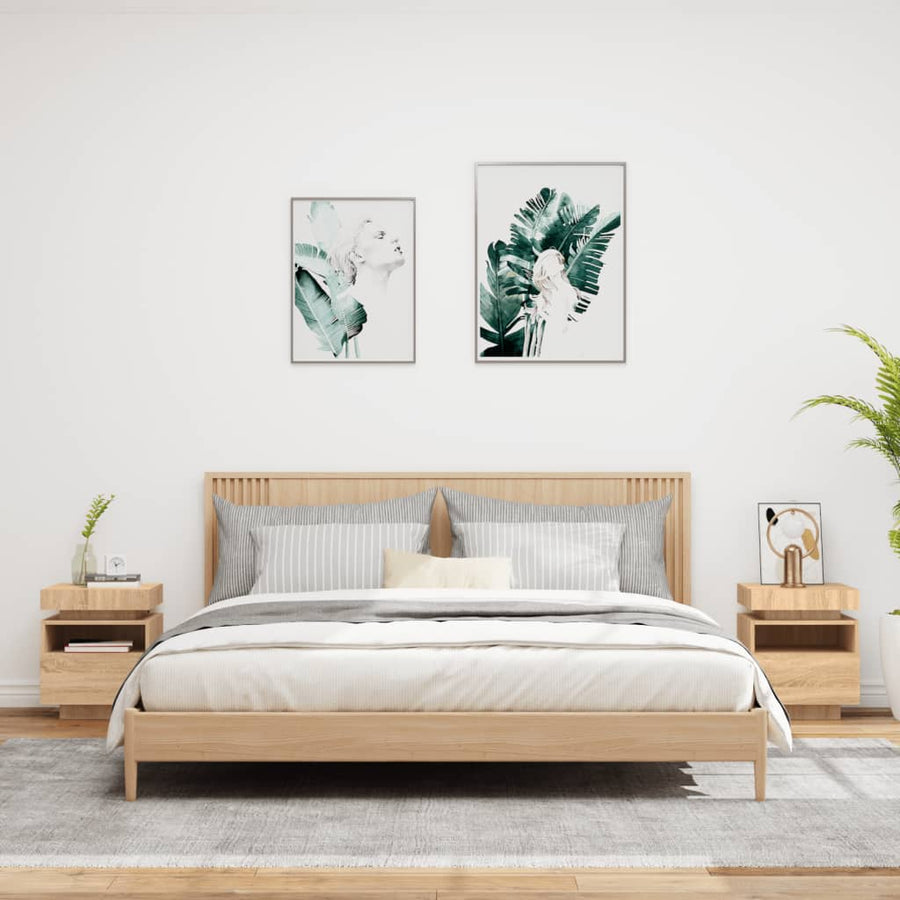 Nachtkastjes Met Led 40X39X48,5 Cm Kleurig 2 Sonoma eiken