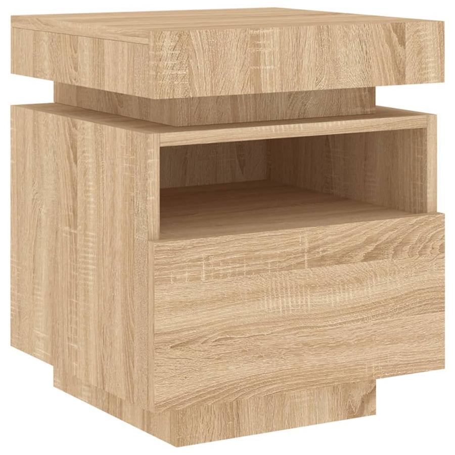 Nachtkastjes Met Led 40X39X48,5 Cm Kleurig 2 Sonoma eiken