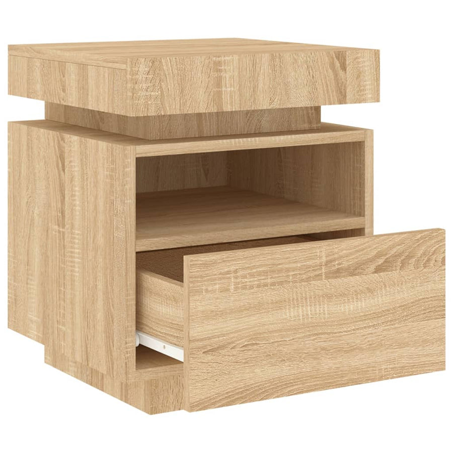 Nachtkastjes Met Led 40X39X48,5 Cm Kleurig 2 Sonoma eiken