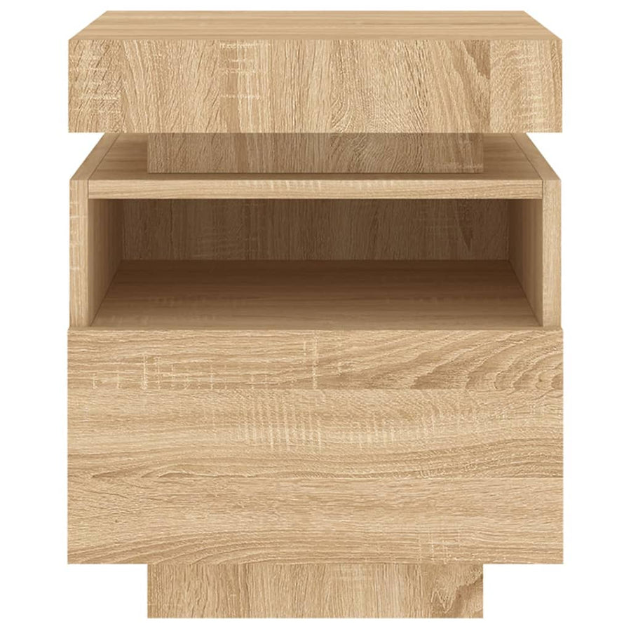 Nachtkastjes Met Led 40X39X48,5 Cm Kleurig 2 Sonoma eiken