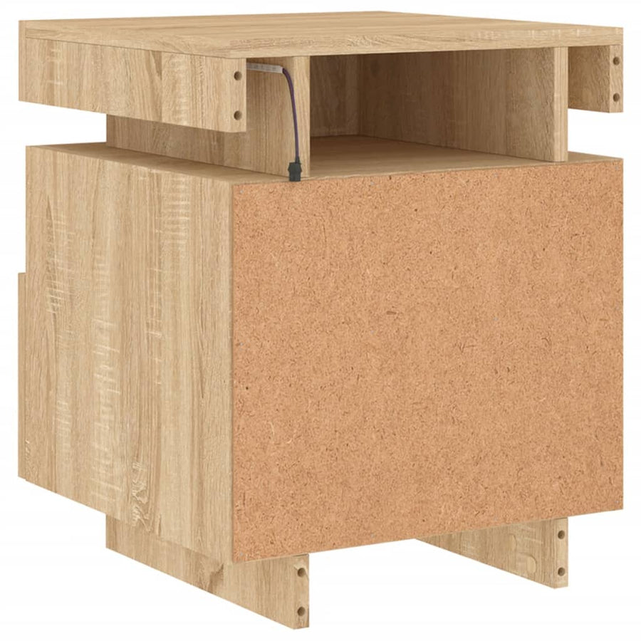 Nachtkastjes Met Led 40X39X48,5 Cm Kleurig 2 Sonoma eiken