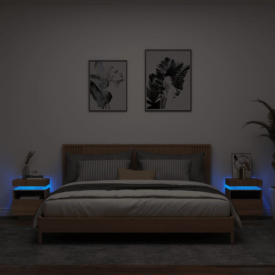 Nachtkastjes Met Led 40X39X48,5 Cm Kleurig 2 Sonoma eiken