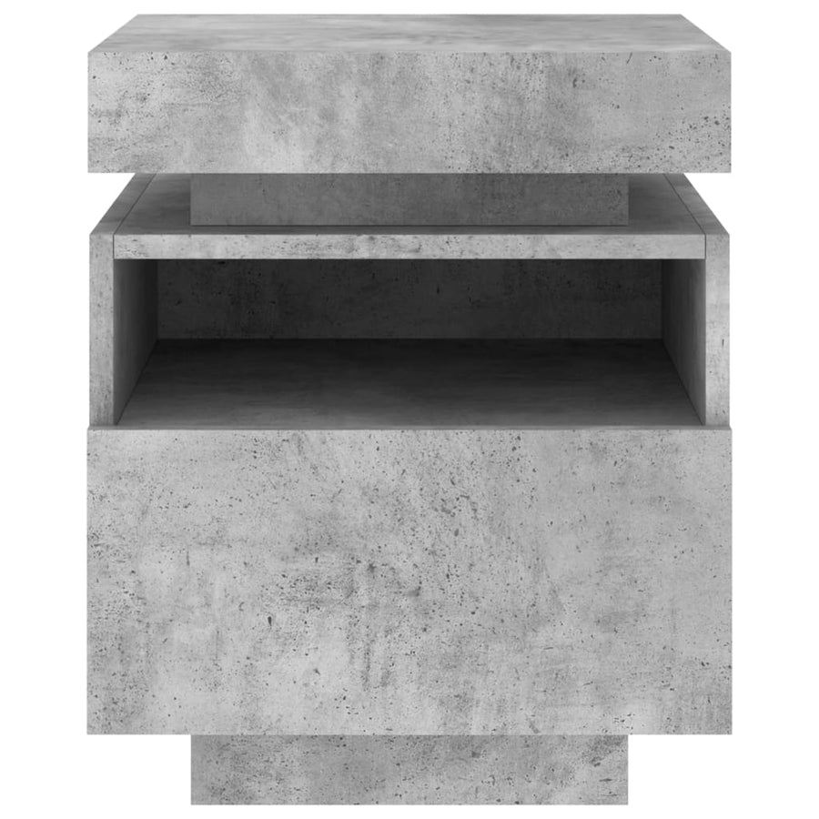 Nachtkastje Met Led-Verlichting 40X39X48,5 Cm 1 Betongrijs