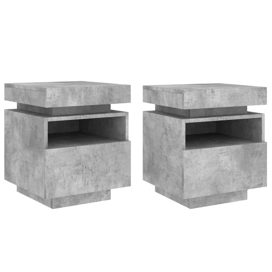 Nachtkastjes Met Led-Verlichting 40X39X48,5 Cm 2 Betongrijs