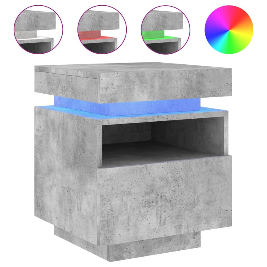 Nachtkastjes Met Led-Verlichting 40X39X48,5 Cm 2 Betongrijs