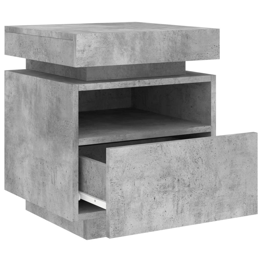 Nachtkastjes Met Led-Verlichting 40X39X48,5 Cm 2 Betongrijs